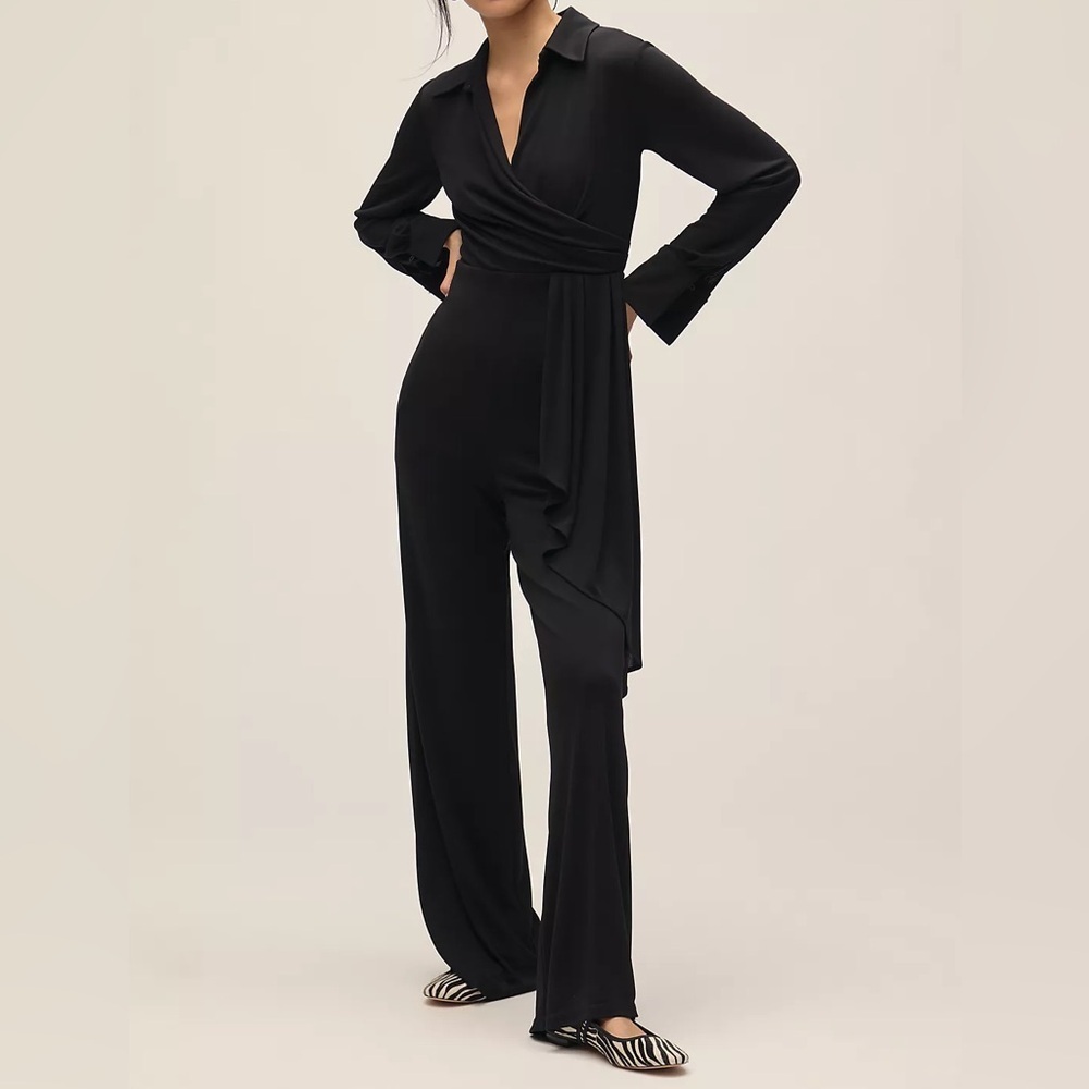 Anthropologie Exquise Bella Wrapped Jumpsuit black size xs
